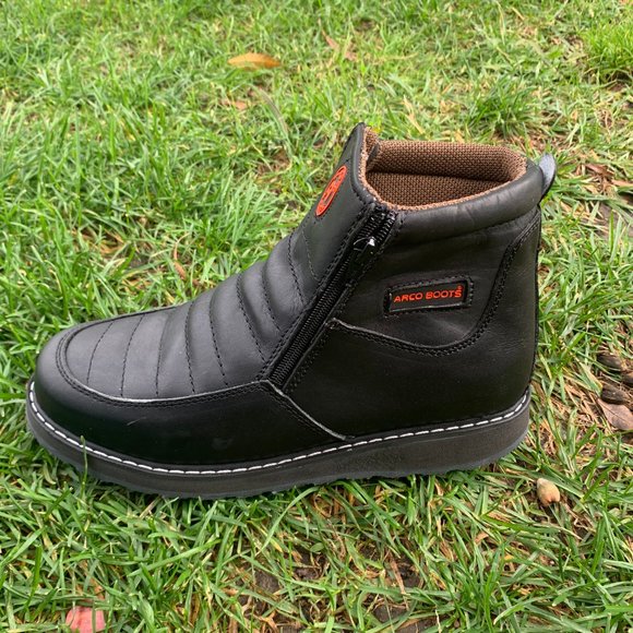 MEN\'S WORK BOOTS GENUINE LEATHER ZIP-UP BLACK 339 main image 6